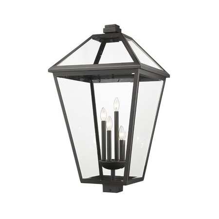 Z-LITE Talbot 4 Light Outdoor Post Mount Fixture, Black & Clear Beveled 579PHXLXS-BK